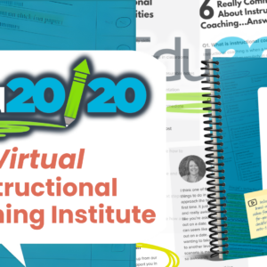 Edu20/20 Virtual Instructional Coaching Institute title slide featuring the How to Coach Teachers to Teach (Almost) Anything instructional coaching book.